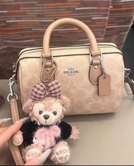 全新🌸 COACH mini黑咖深色 枕頭包 肩斜背包女包