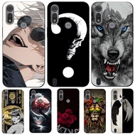 For Motorola Moto E6S E6i Case Phone Cover Protective Soft Silicone Black Tpu Case Animals