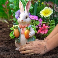 [freneci] 2 Pieces 2D Easter Bunnies Decorative Garden Sticks Pot Plant Decor Rabbits Sweet Garden A