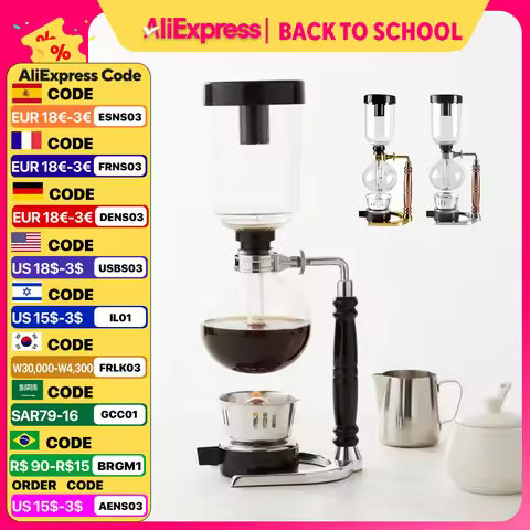 3/5Cups Syphon Pots High Quality Coffee Kettle Pot Set Filter Syphon Coffee Maker Tea Siphon Heat-Re