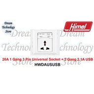 HIMEL Universal Socket 20A + 2 Gang 2.1A USB Switch HWDAUSUSB