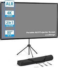 Projector Screen and Stand, ALR Outdoor Projector Screen, 80 Inch 16:9, Portable Projector Screen with Stand, High Contrast, Lightweight and Compact, Easy Setup, Idea for Home Cinema, Backyard Party.