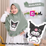 Kuromi Shella KRM Children's Hijab Instant Hijab with Jersey Ruffles Madagascar Nayla Hija'b Tudung 