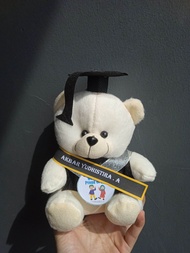 BISA REQUEST NAMA Boneka Wisuda 13-15cm Mini Teddy Bear Untuk Buket Bunga Hadiah Kelulusan