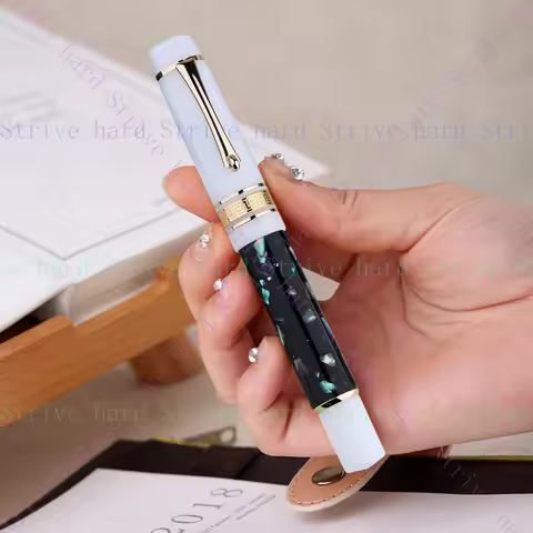 Majohn M400 Resin Fountain Pen Sea Shell Barrel, Iridium Size 6 EF/F Nib Writing