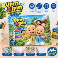 Upin & Ipin A4 100 GSM Sketchbook | 35-Sheet Spiral Picture Book | Children's Sketch Book