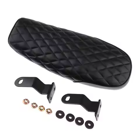 Cafe Racer Vintage Seat Cushion Black 63cm Artificial Leather Flat Brat Saddle Universal Motorcycle 
