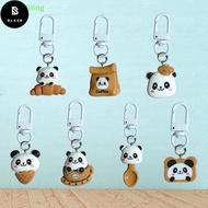 BL Coffee Panda Key Chain Cartoon Bread Croissants Doll Pendant Couple Keychain Car Key Ring Backpac