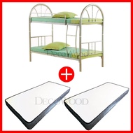 Single Double Decker Bed Metal Bunk Bed WITH Grade AAA 5 INCHES Rebond Foam Posture Mattress Single 