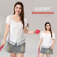 plus size white shirt for women XL-5XL big size blouse top for lady cotton shirts top 24PS836