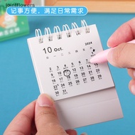 JSS 2024 Cute Little Fresh Desk Calendar Mini Desktop Planner Notepad Coil Calendar Book Office School Supplies JSS