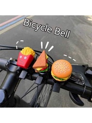 1個漢堡形自行車鈴聲,超大聲,適用於兒童和成人的山地車,通勤車和折疊車,上面裝飾著薯條和三明治