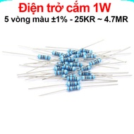 (100C) Plug-in resistor 1W 5 color rings ±1% - value 25KR to 4.7MR