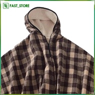 [Wishshopelxn] Wheelchair Blanket Thickened Fabric for Elder Wheelchair Shawl with Hood
