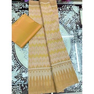 (Dress Fabric) 6-Shuttle Silk Fabric Natural Color Hole Pattern (2 Meter + 2 Plain Color) Golden Bro