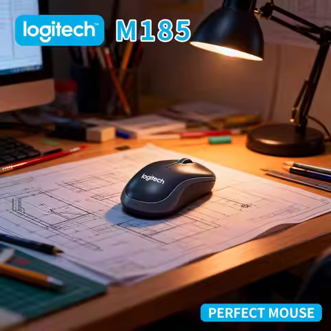 Logitech M185 Wireless Mouse with Nano USB Receiver Plug and Play Optical Sensor for PC Mac Laptop B