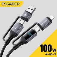 Essager 100W USB-A/Type-C to Type-C/L Digital Display 4-in-1 Data Cable