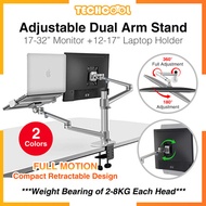 [SG Ready Stock] Monitor Desktop Dual Arm Aluminum (17-32 inch Monitor +12-17 inch Laptop Holder)