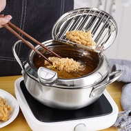 304Thickened Stainless Steel Tempura Deep Fryer Household Temperature-Controlled Small Fryer Inducti