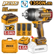 INGCO 20V BL 3/4" DR. IMPACT WRENCH MAX 1350NM CIWLI201351 (BARE UNIT), CIWLI20135 (FULLSET)