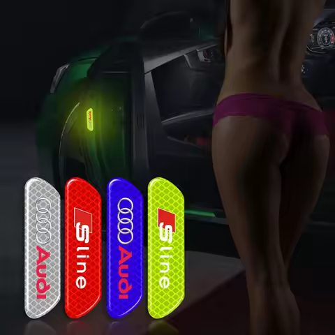 4PCS Car Door Safety Warning Reflective Mark Sticker Car Sticker For Audi Sline RS A4 B5 B6 B7 8P 8V