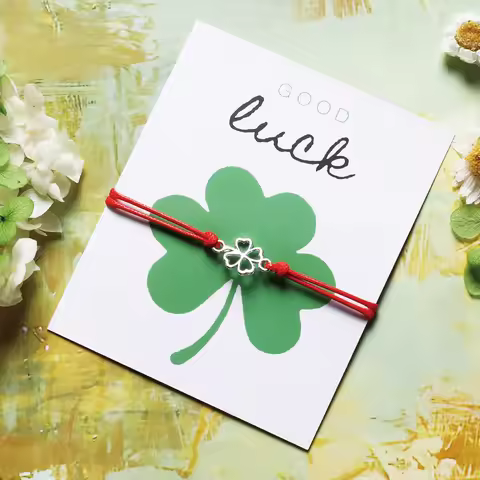 Four Leaf Clover Wish Bracelet Good Luck Four-Leaf Clover Shamrock Charms Bracelet for Women Men Fri