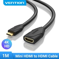 Vention Micro HDMI เป็นสาย HDMI Mini HDMI To สาย HDMI 4K HD สำหรับกล้องแท็บเล็ต MP4กับโปรเจคเตอร์มินิไร้สายจอทีวีเอชดีเอ็มไอเล็กตัวผู้สายที่ HDMI ตัวเมีย Micro HDMI บุรุษสายที่ HDMI ตัวเมีย