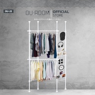 OUROOM  ราวแขวนเสื้อ ราวแขวนผ้า ราวแขวนไม่ต้องเจาะ 4 เสา 2 ราวแขวน 4 ตะแกรง (OU-22) Deepshelf ใช้แทน