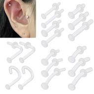 1 PC 20G/18G/16G/14G Glass Nose Piercings Clear Cartilage Earrings L Shape Nose Stud Curved Eyebrow 