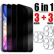6IN1 Anti-Spy Tempered Glass For iPhone 14 13 12 11 15 Pro Max Camera Screen Protector For iPhone 11 13 12 14 15 Plus Pro Glass