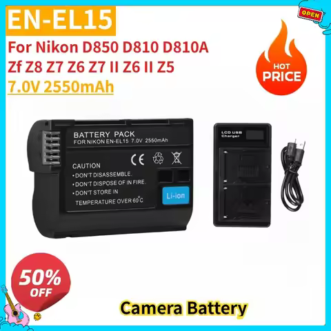 New Replacement Camera Battery EN-EL15C EN-EL15 7.0V 2550mAh with charger for Nikon D850 D810 D810A 