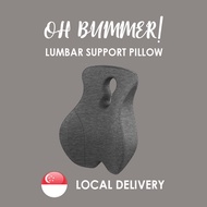 Oh Bummer! Lumbar Support Pillow - Back Cushion / Memory Foam / Car Seat Orthopedic Backrest / Office/Computer Chair and Wheelchair / Breathable &amp; Ergonomic Design for Back Pain Relief (Grey)