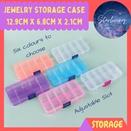 [READY STOCK] 10 Grids Jewelry Storage Box Adjustable Plastic Case / Container /Small Organizer |12.9CM X 6.8CM X 2.1CM