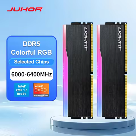 JUHOR RGB DDR5 16GB 5600MHz 6000MHz 6400MHz Desktop Memory Dimm High Speed Memoria Ram