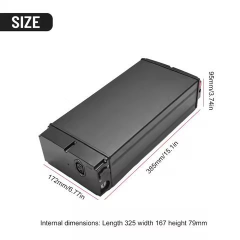 Case Battery Box 385x172x95mm Aluminum Alloy Black 1865o/21700 Lithium Battery E-Bike Electric Bike 