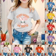 20262024Cross-Border Cute Printed Easter Short-Sleeved Middle Small Children's Top Summer Loose Casu