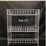 RPK 03/rak piring susun 3/rak piring dapur/RPK knockdown murah