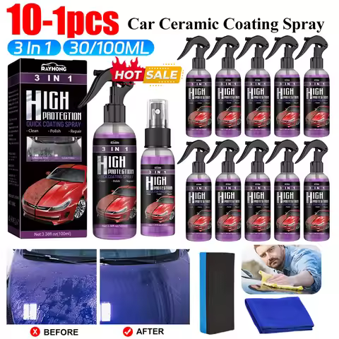 3 In 1 High Protection Quick Ceramic Coating Spray Powerful Auto Nano Spray Car Wax Polishing Spray 