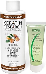 KERATIN RESEARCH Brazilian Keratin Hair Treatment Straightening Complex Blowout LONG Lasting Organic Natural Results with Argan Oil Keratina Brasilera