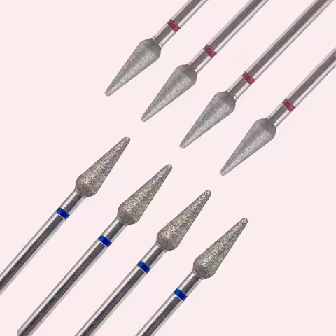 8pcs Professional Diamond Cuticle Clean Nail Drill Bits Set - Safety Rotary Stainless Steel for Russ