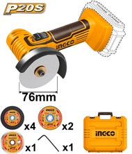 Ingco เครื่องเจียร์ มินิ 3 นิ้ว ไร้สาย 20V รุ่นงานหนัก รุ่น CAGLI76012 / CAGLI7601 ( Mini Cut-Off Sa