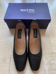 GOLD PFEIL 義大利製造黑真皮高跟鞋