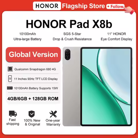 Global Version HONOR Pad X8b 10100mAh Ultra-Large Battery 11'' Fullview Display Snapdragon 680 Metal