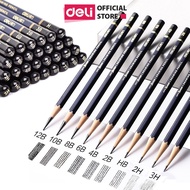 Deli premium sketching pencil Hardness from B - 14B, H, 2H, 3H, HB for professional drawing, art, ha