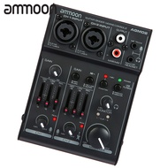 [ammoon]AGM02 Mini 2 Channel Sound Card Mixing Console Digital Audio Mixer 2-band EQ Built-in 48V Phantom Power 5V USB Powered for Home Studio Recording DJ Network Live Broadcast Karaoke