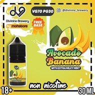 Liquid Non Nicotine Dv9 Avocado Banana Milky Creamy Mint 30ml Vape