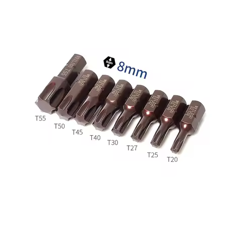 8pcs/lot Short Magnetic 5/16' 8mm Hex Multi-purpose Heavy Duty Impact Torx Screwdriver Bits T20 T25 