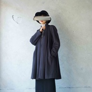 尋寶古著-深灰翻領披肩式CASHMERE喀什米爾羊絨質感長版大衣