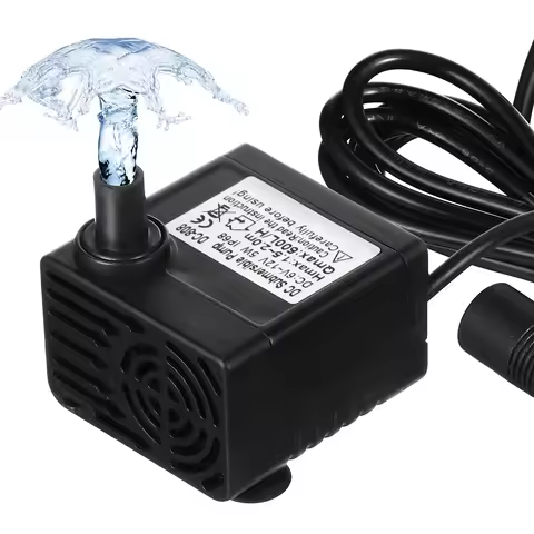 Submersible Water Pump 5W 12V Max 500L H Black Hard Plastic Flow Adjustable Aquarium Solar Powered W