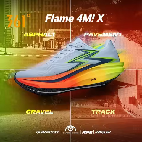 361 Degrees Flame 4.0 MIX Men Running Shoes Carbon Plate Racing Marathon Stable Rebound Wear-resista